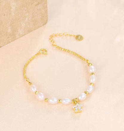Bracelet Meteor en argent massif S925 avec véritable perle d'eau douce