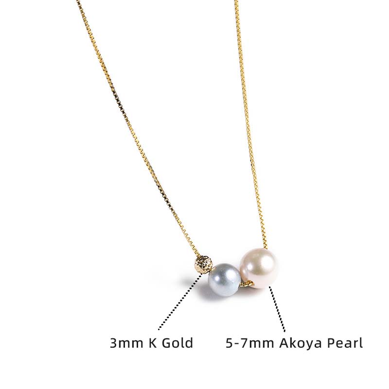 Solid K Gold Genuine Akoya Seawater Pearl Elegant Collarbone Chain