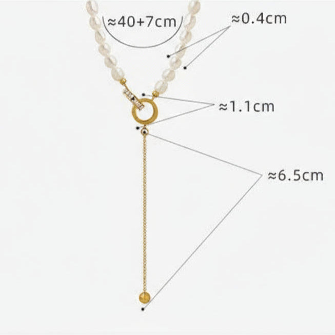 Collier Cercle d'espoir en acier titane et perles d'eau douce véritables