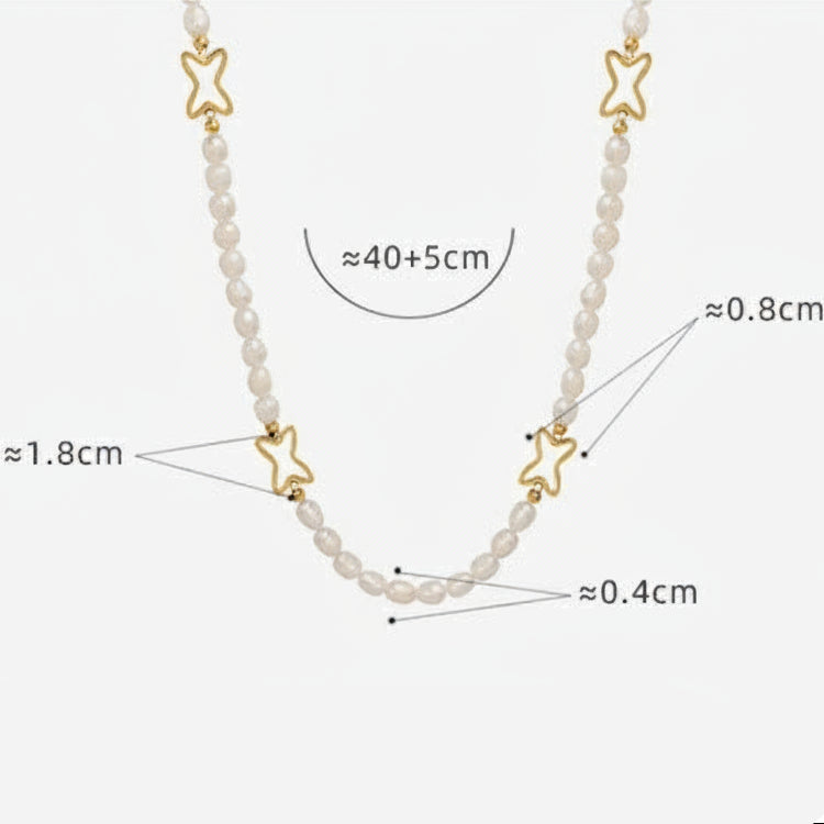 Collar de estrella fugaz de titanio con perla de agua dulce genuina