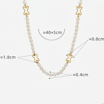 Collar de estrella fugaz de titanio con perla de agua dulce genuina