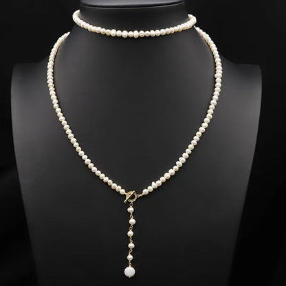 Collar Éblouissant de cola de elfo con perlas de agua dulce genuinas