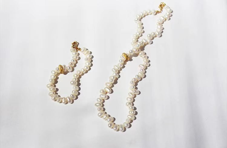 Ensemble de perles d'eau douce authentiques de l'Himalaya