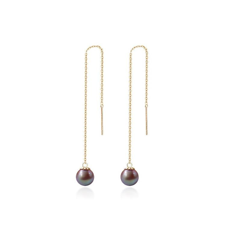 Boucles d'oreilles Tsuki en or massif 18 carats et véritables perles d'eau douce