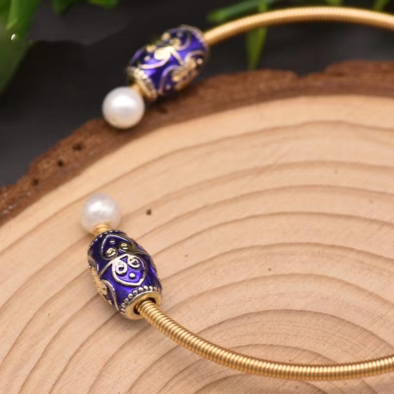 Bracelet en véritable perle d'eau douce baroque violette et améthyste (édition limitée)