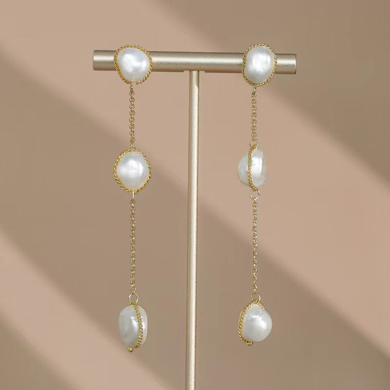 Genuine Freshwater Pearl Waterfall Earrings