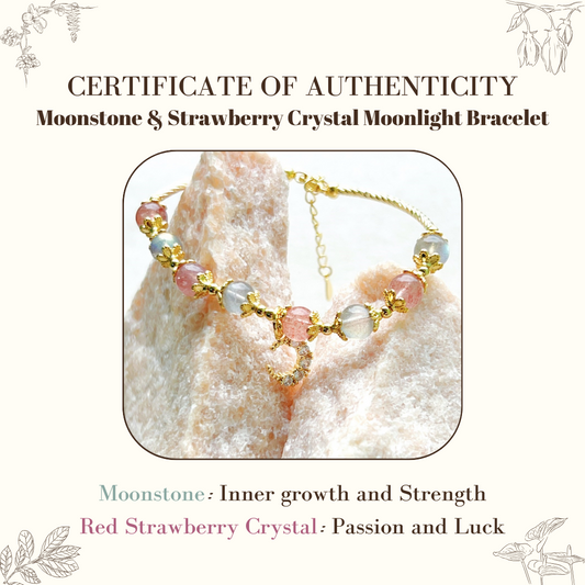 Pulsera Moonlight de piedra lunar y cristal de fresa