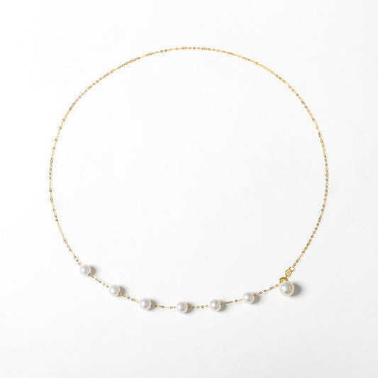 Solid 18K Gold Genuine Freshwater Pearl Selena Necklace