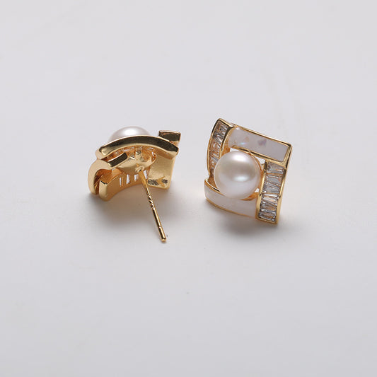 Genuine Freshwater Pearl Solid 925 Silver Allure Earrings