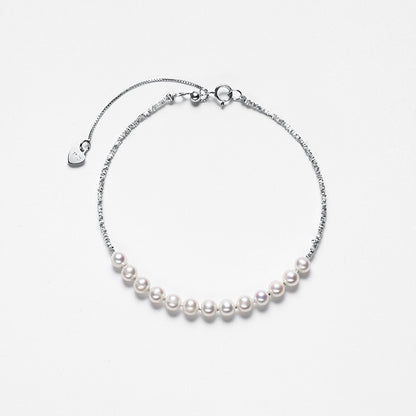 Pulsera de plata de ley 925 maciza con perlas barrocas auténticas