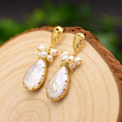 Genuine Freshwater Baroque Pearl Tulip Earrings (Limited Edition)