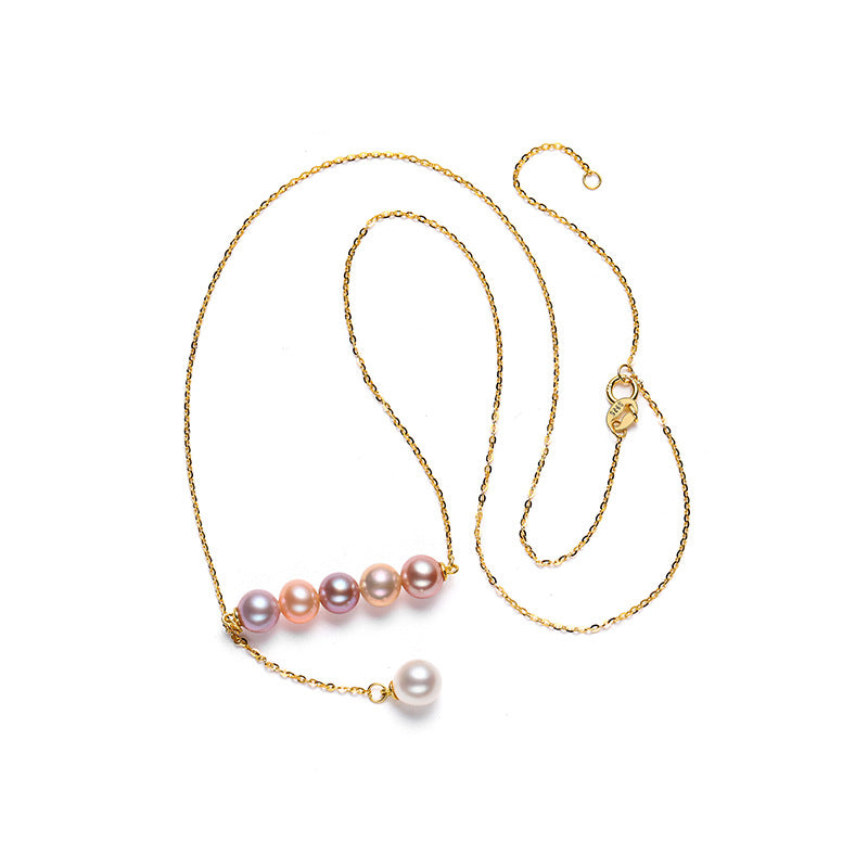 S925 Silver Genuine Freshwater Multi-Colour Pearl Necklace  – Chic Short Collarbone Chain