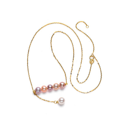 S925 Silver Genuine Freshwater Multi-Colour Pearl Necklace  – Chic Short Collarbone Chain