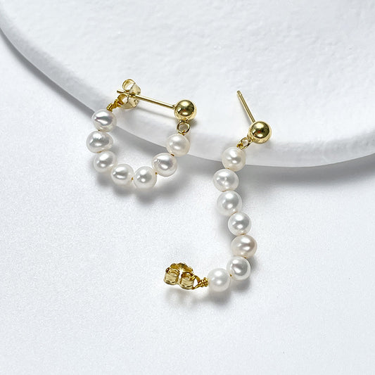 Genuine Freshwater Pearl Solid 925 Silver Délune Earrings
