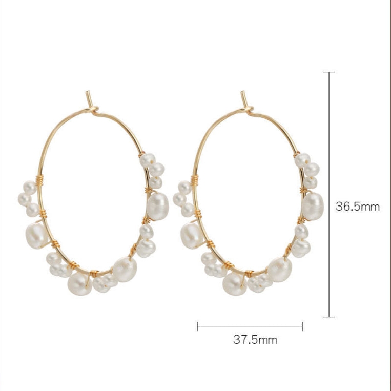 Boucles d'oreilles halo en perles baroques d'eau douce véritables
