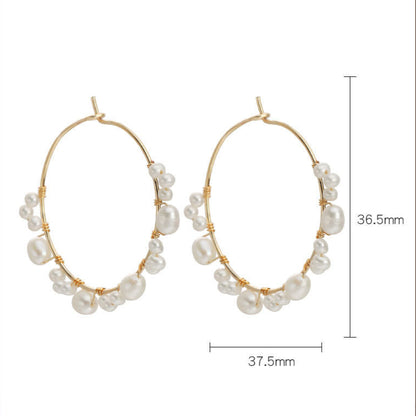 Boucles d'oreilles halo en perles baroques d'eau douce véritables