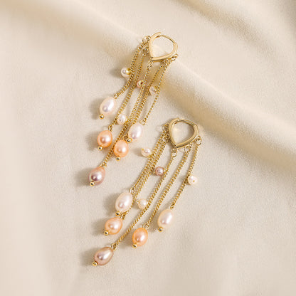 Genuine Freshwater Pearl Solid 925 Silver Radiance Tassel Earrings