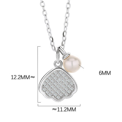 Genuine Baroque Pearl Solid S925 Silver Shell's Love Necklace
