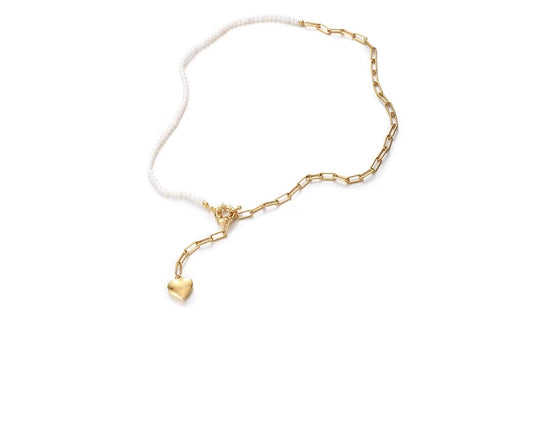 Collier en forme de cœur avec véritable perle d'eau douce