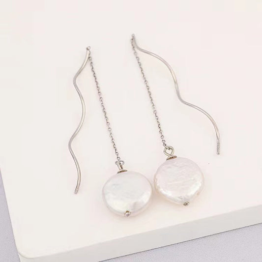 Genuine Baroque Pearl S925 Silver Greek Organ Earrings