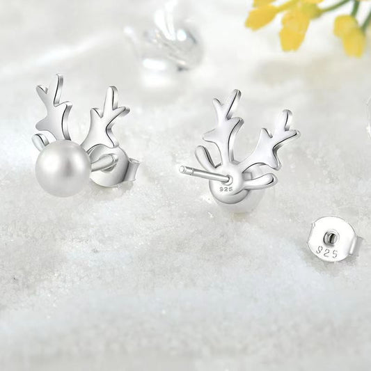 Boucles d'oreilles cerf en perles d'eau douce véritables