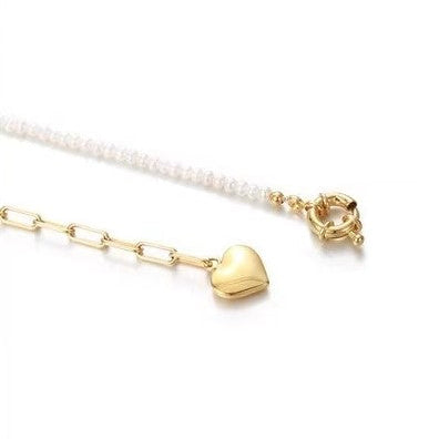 Collier en forme de cœur avec véritable perle d'eau douce