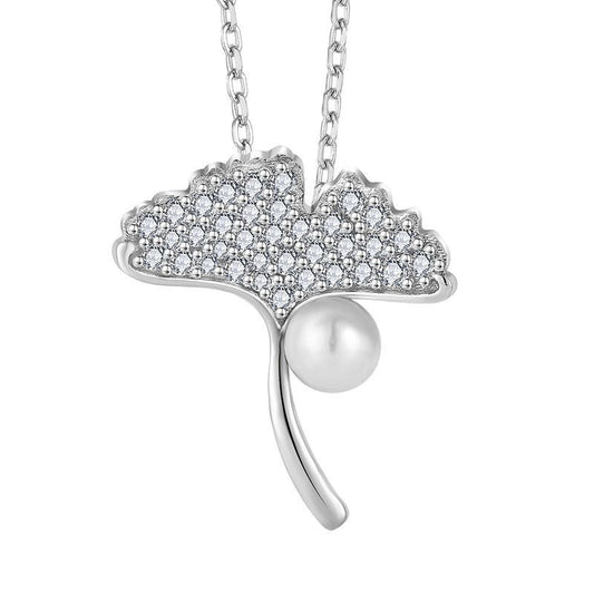 Ensemble collier et boucles d'oreilles Gingko Dance en perles d'eau douce véritables
