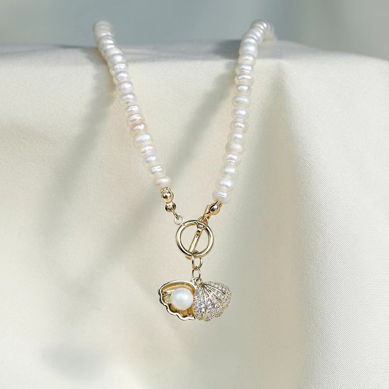 Collar de concha de perla de agua dulce genuina