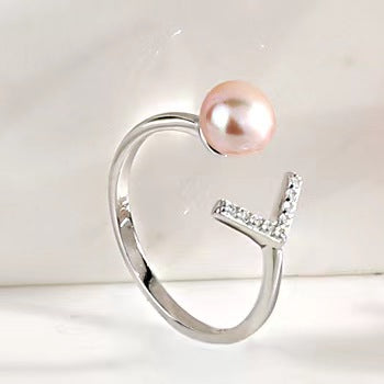 Conjunto de plata maciza S925 con auténtica perla de agua dulce
