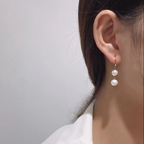 Boucles d'oreilles en argent massif S925 avec véritable perle baroque