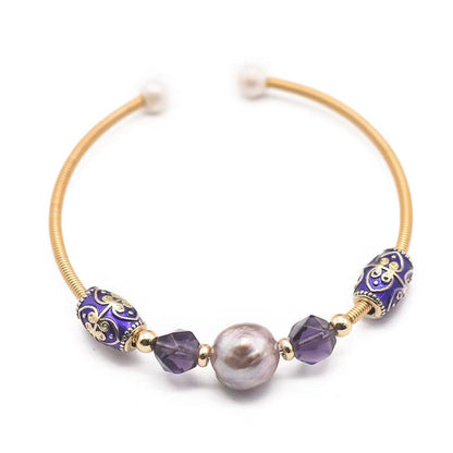 Genuine Freshwater Purple Baroque Pearl & Amethyst Bracelet (Limited Edition)
