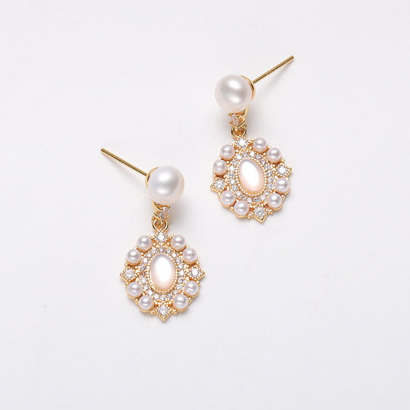 Boucles d'oreilles Whisper Window en argent massif S925 avec perles d'eau douce véritables