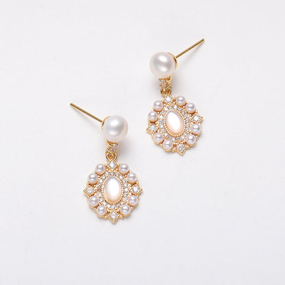 Genuine Freshwater Pearl Solid S925 Silver Whisper Window Earrings