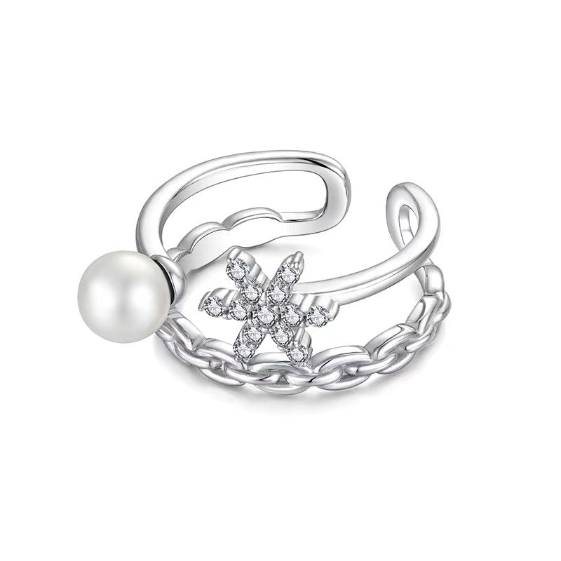 Bague étoile en perles d'eau douce véritables