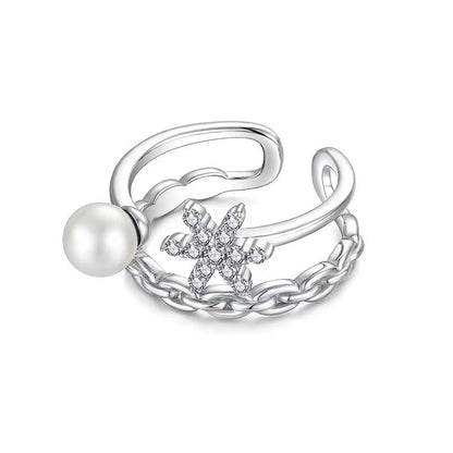 Bague étoile en perles d'eau douce véritables