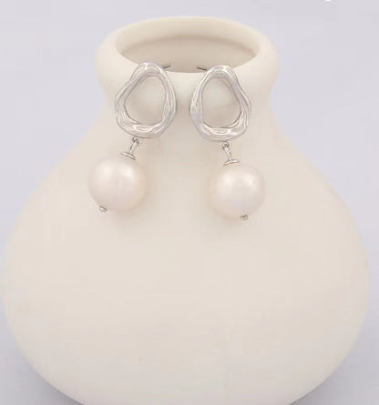Genuine Freshwater Pearl S925 Silver Soul Teardrop Earrings