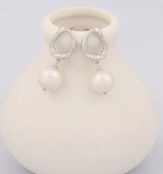 Genuine Freshwater Pearl S925 Silver Soul Teardrop Earrings