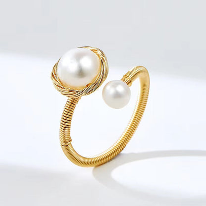 Bague Terre en véritable perle d'eau douce