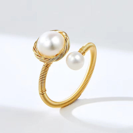 Bague Terre en véritable perle d'eau douce