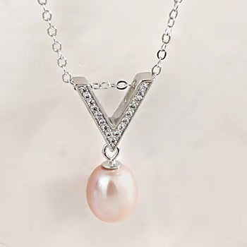Conjunto de plata maciza S925 con auténtica perla de agua dulce