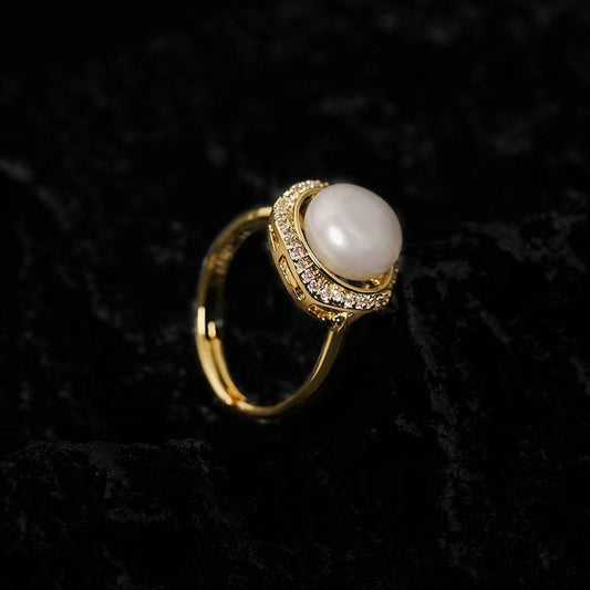 Bague nuage en perles d'eau douce véritables