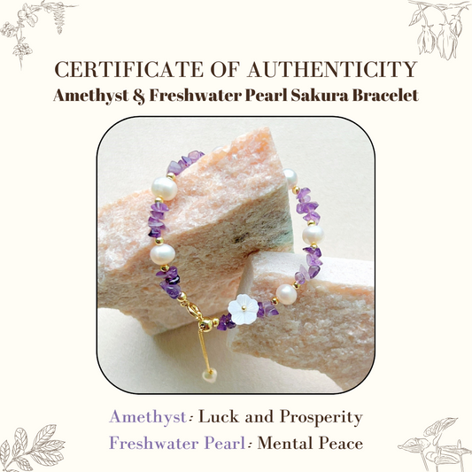 Pulsera Sakura de Amatista y Perla de Agua Dulce