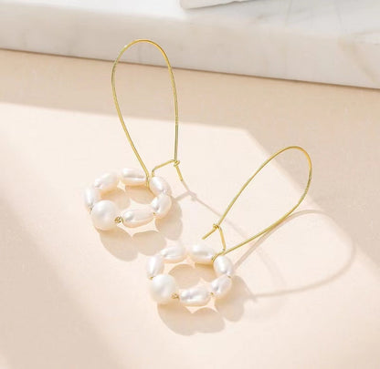 Genuine Freshwater Pearl S925 Silver Swaying Lily Earrings