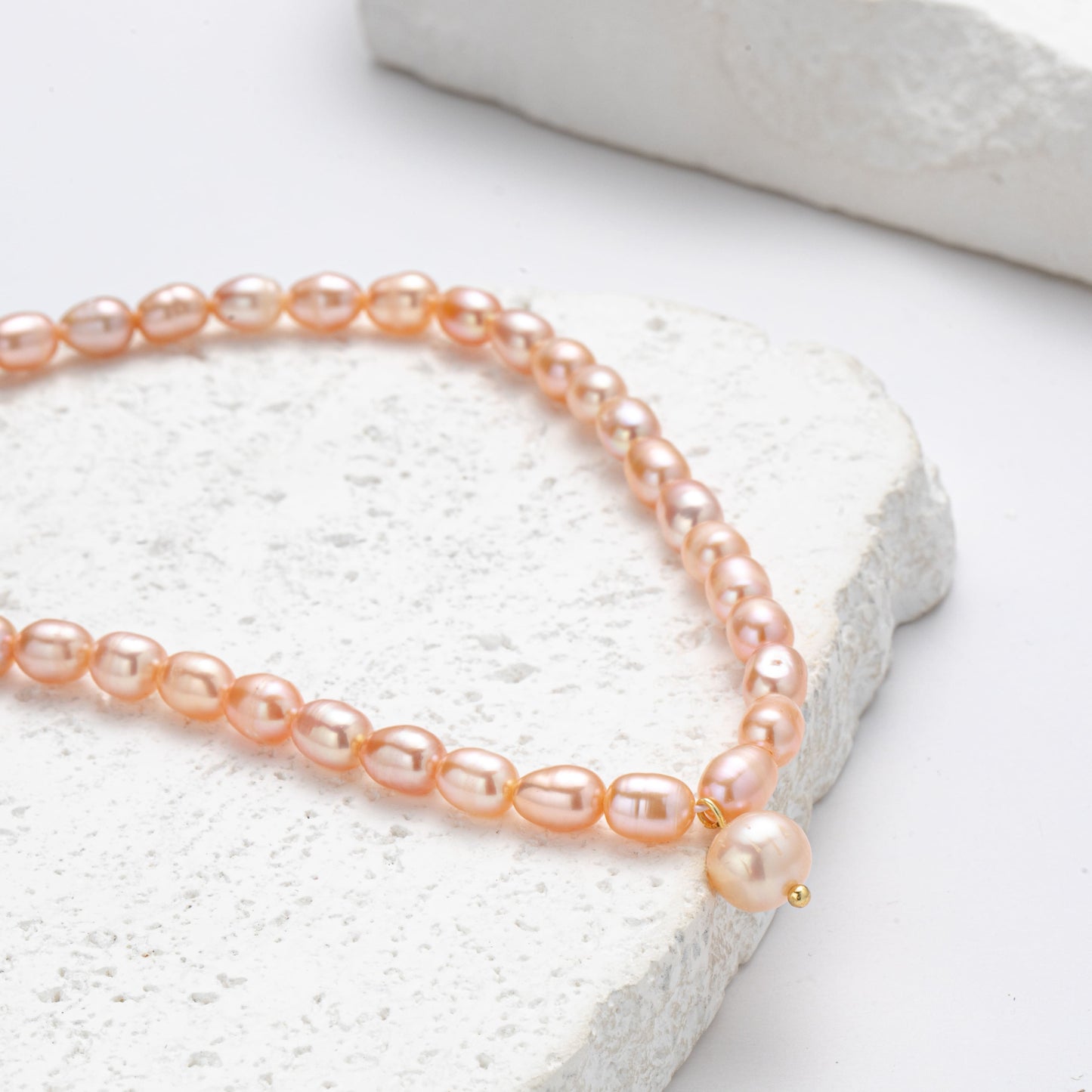 Collar de corazón puro con perlas de agua dulce genuinas