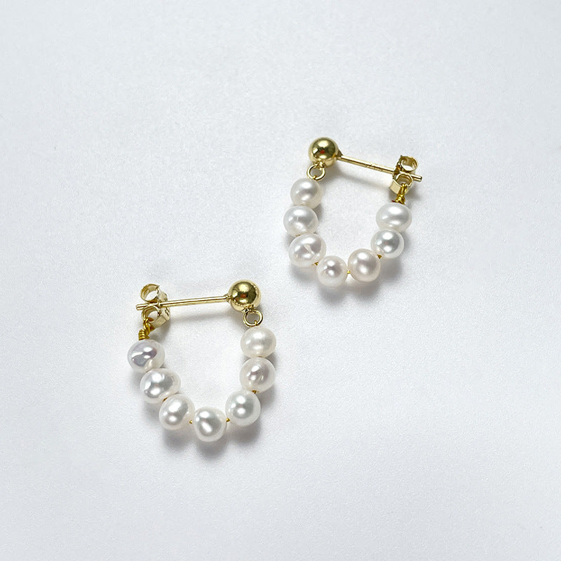 Genuine Freshwater Pearl Solid 925 Silver Délune Earrings