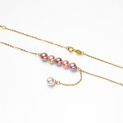 S925 Silver Genuine Freshwater Multi-Colour Pearl Necklace  – Chic Short Collarbone Chain