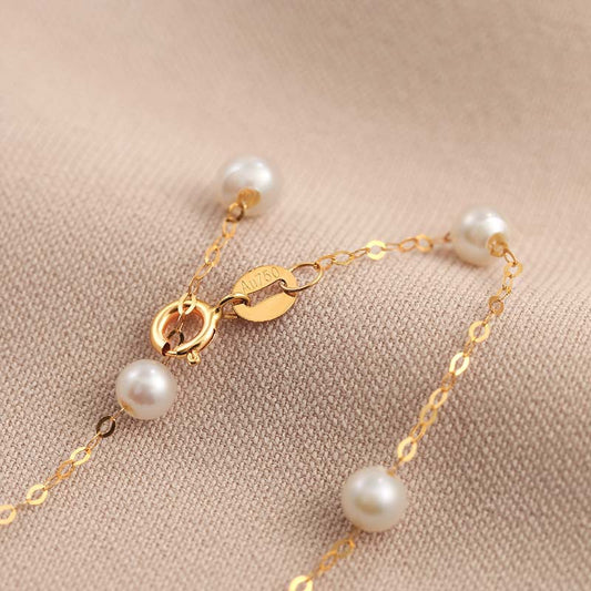 Solid 18K Gold Genuine Freshwater Gypsophila Bracelet