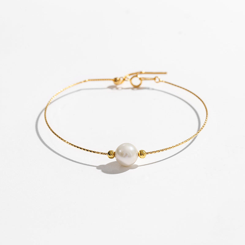 S925 Silver Minimalist Genuine Freshwater Pearl Bangle