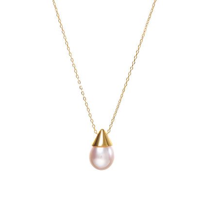 S925 Silver Teardrop Freshwater Pearl Pendant Necklace – Minimalist Collarbone Chain