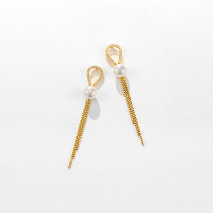 Genuine Freshwater Pearl Solid 925 Silver Grace Tassel Earrings